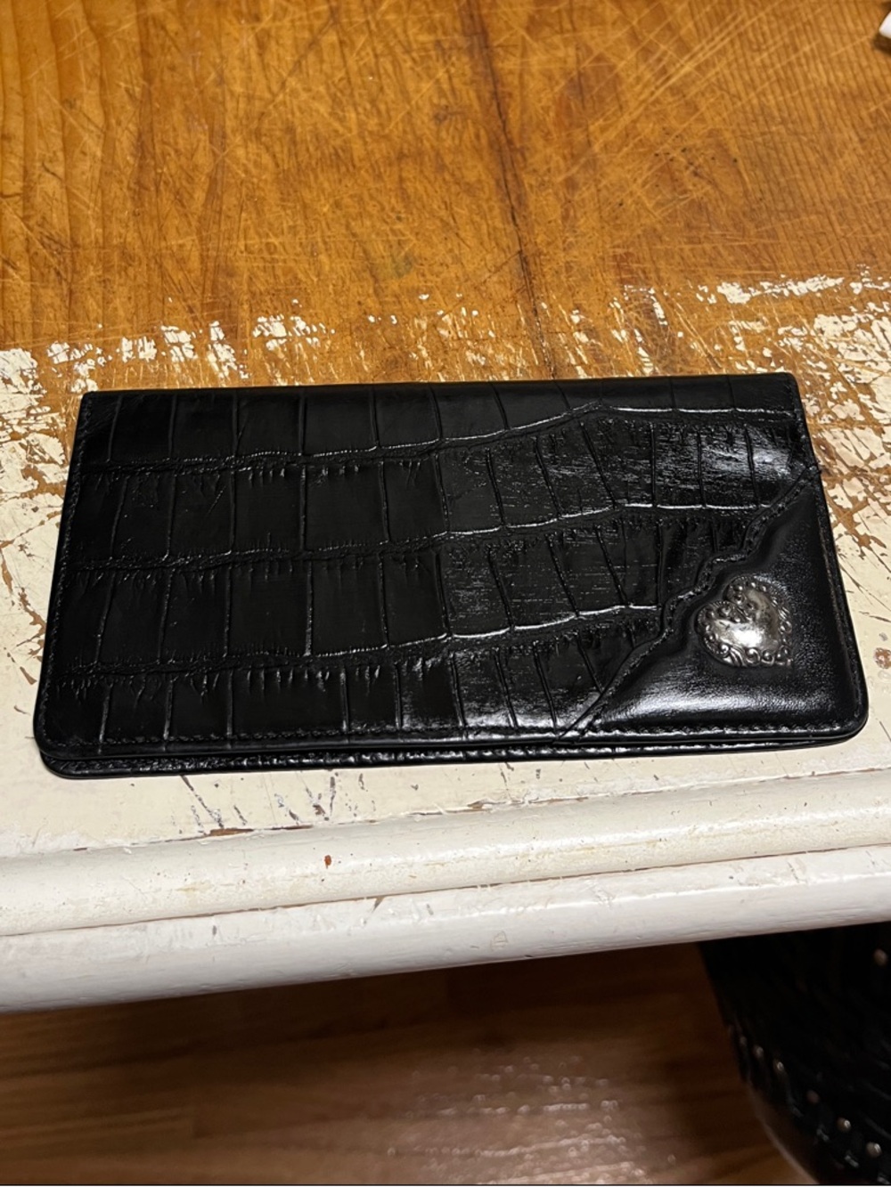 Brighton Black Croc-Embossed Leather Long card holder & Wallet vintage